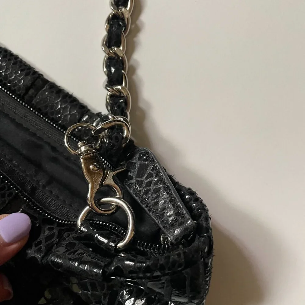Soft crossbody bag, Checkered design bag with removable chain
